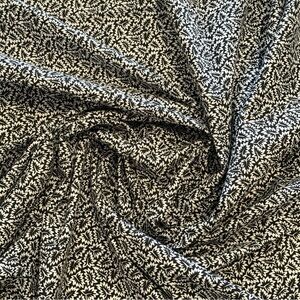 1 yard Black and White Floral Cotton Fabric